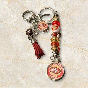 San Francisco 49ers Beaded Keychain Purse Bag Charms
